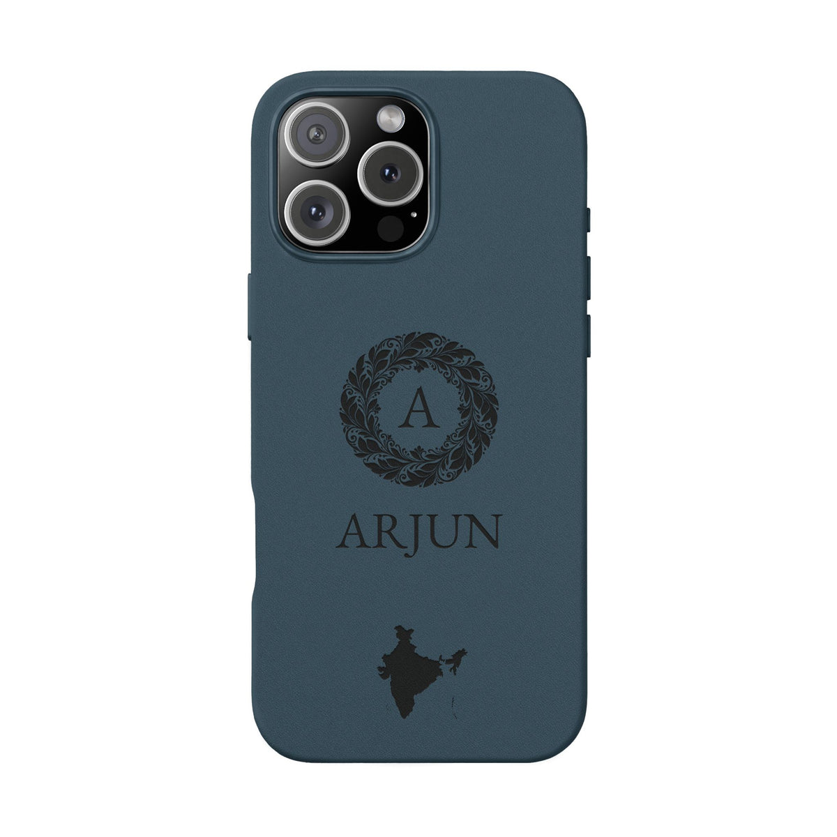 India Vegan Leather iPhone Case, Custom Indian Monogram Cover, Personalized Name Initials iPhone 16 15 14 13 12 Pro Plus, Indian Map Gift - Proud & Loyal