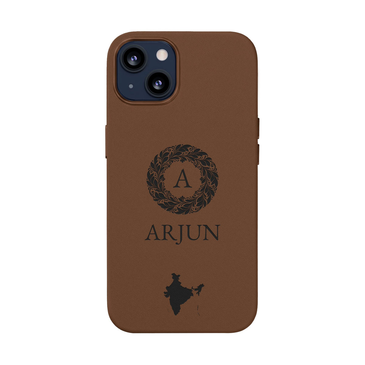 India Vegan Leather iPhone Case, Custom Indian Monogram Cover, Personalized Name Initials iPhone 16 15 14 13 12 Pro Plus, Indian Map Gift - Proud & Loyal