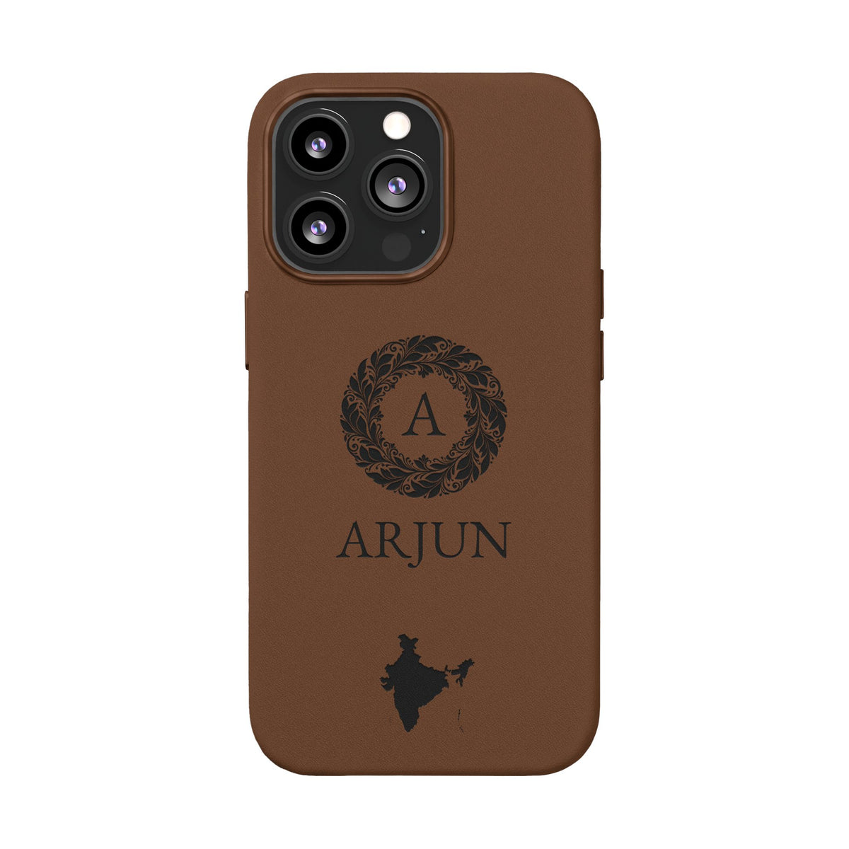 India Vegan Leather iPhone Case, Custom Indian Monogram Cover, Personalized Name Initials iPhone 16 15 14 13 12 Pro Plus, Indian Map Gift - Proud & Loyal