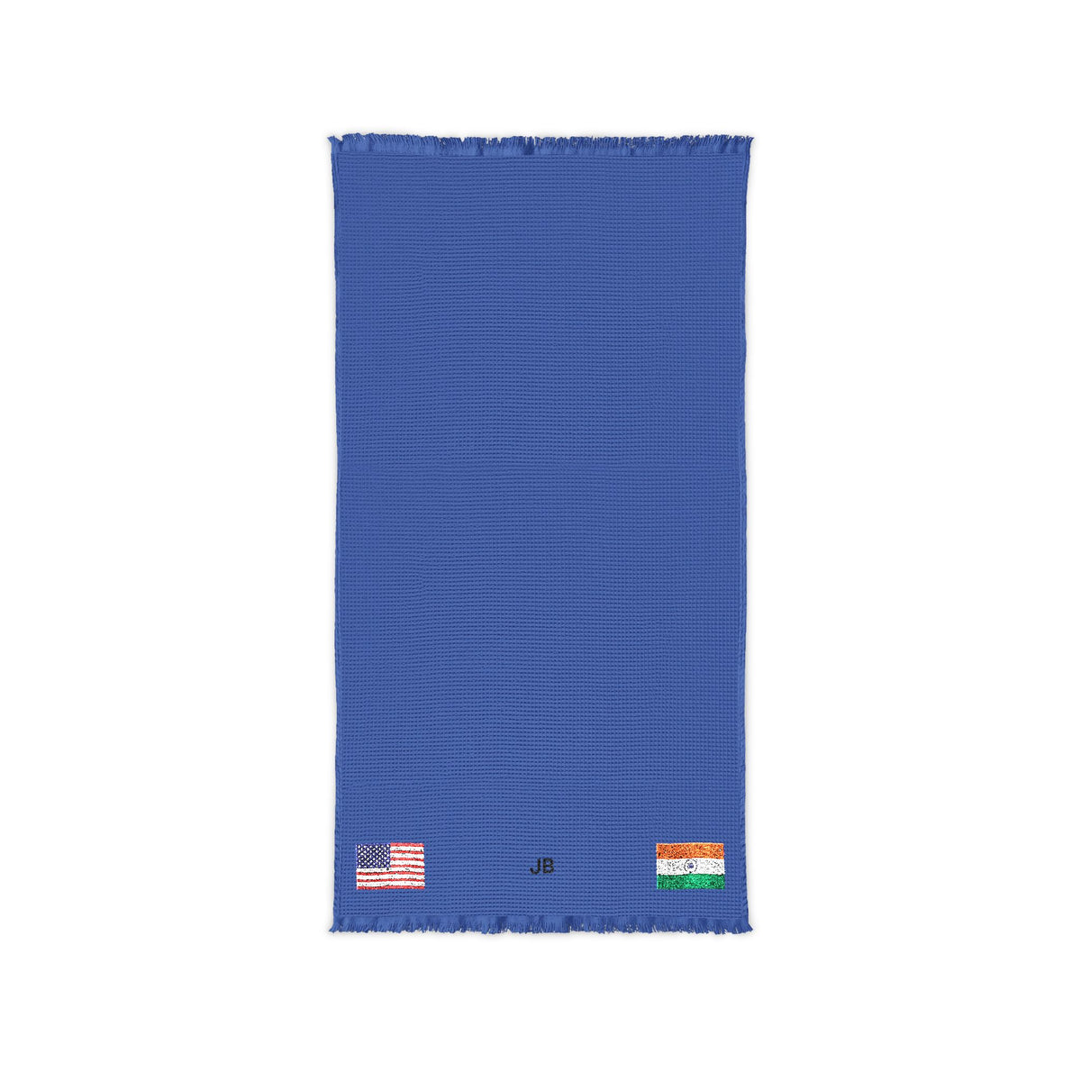 Indian American Embroidered Waffle Cotton Throw, Lightweight Cozy Blanket | India USA Neutral Home Accent - Proud & Loyal