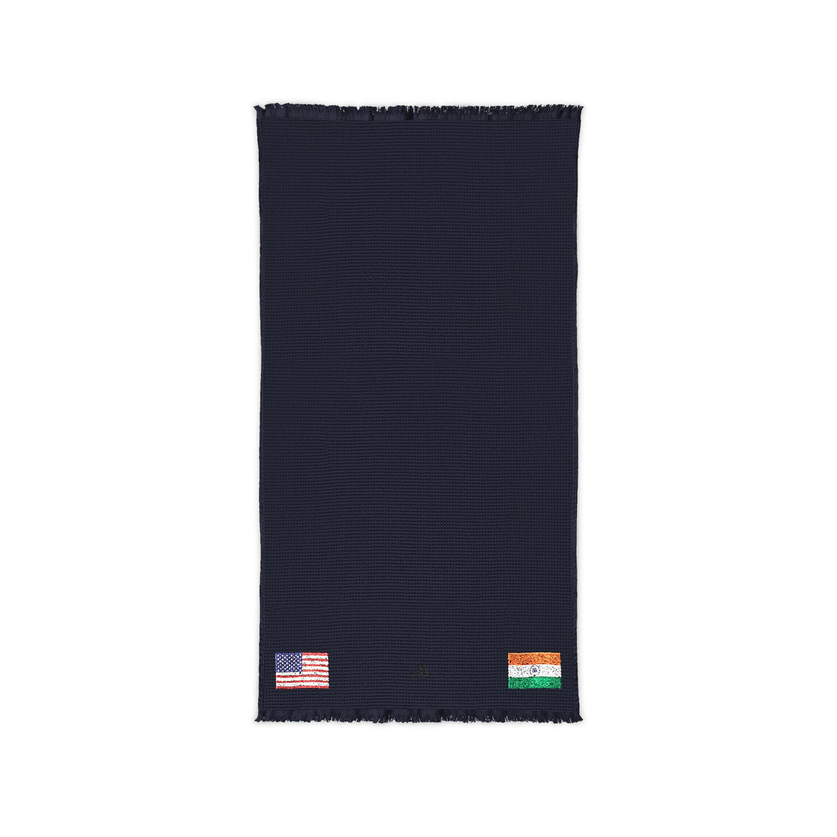 Indian American Embroidered Waffle Cotton Throw, Lightweight Cozy Blanket | India USA Neutral Home Accent - Proud & Loyal