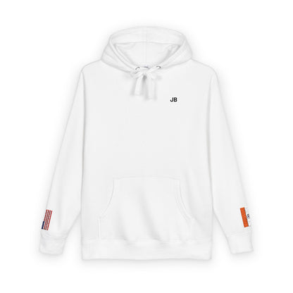 Indian American Flag Fleece Hoodie | India USA Dual Heritage Naturalization Gift | Personalized Initials | Embroidered Sleeve Flags - Proud & Loyal
