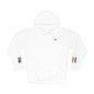 Indian American Flag Fleece Hoodie | India USA Dual Heritage Naturalization Gift | Personalized Initials | Embroidered Sleeve Flags - Proud & Loyal