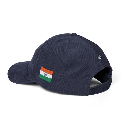 Indian American Flag Hat Personalized Initials | Dual Heritage Cap, New American Citizenship Naturalization Gift, India USA Corduroy - Proud & Loyal