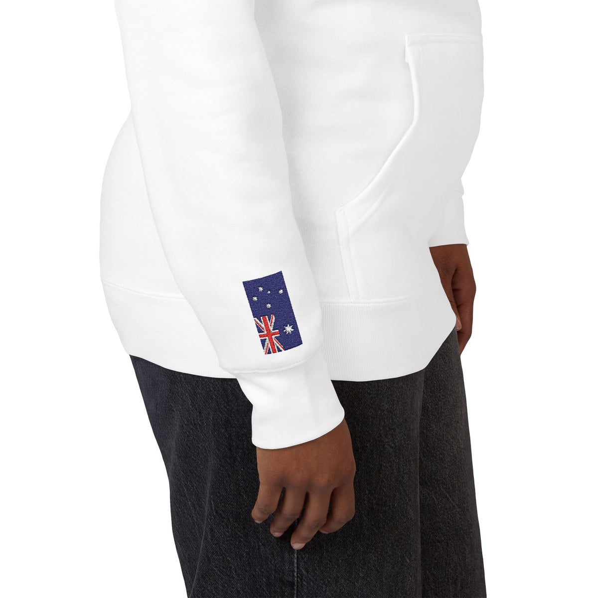 Indian Australian Flag Fleece Hoodie | India Australia Dual Heritage Gift | Personalized Initials | Embroidered Sleeve Flags - Proud & Loyal