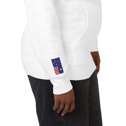 Indian Australian Flag Fleece Hoodie | India Australia Dual Heritage Gift | Personalized Initials | Embroidered Sleeve Flags - Proud & Loyal