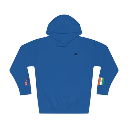 Indian Australian Flag Fleece Hoodie | India Australia Dual Heritage Gift | Personalized Initials | Embroidered Sleeve Flags - Proud & Loyal