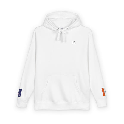 Indian Australian Flag Fleece Hoodie | India Australia Dual Heritage Gift | Personalized Initials | Embroidered Sleeve Flags - Proud & Loyal