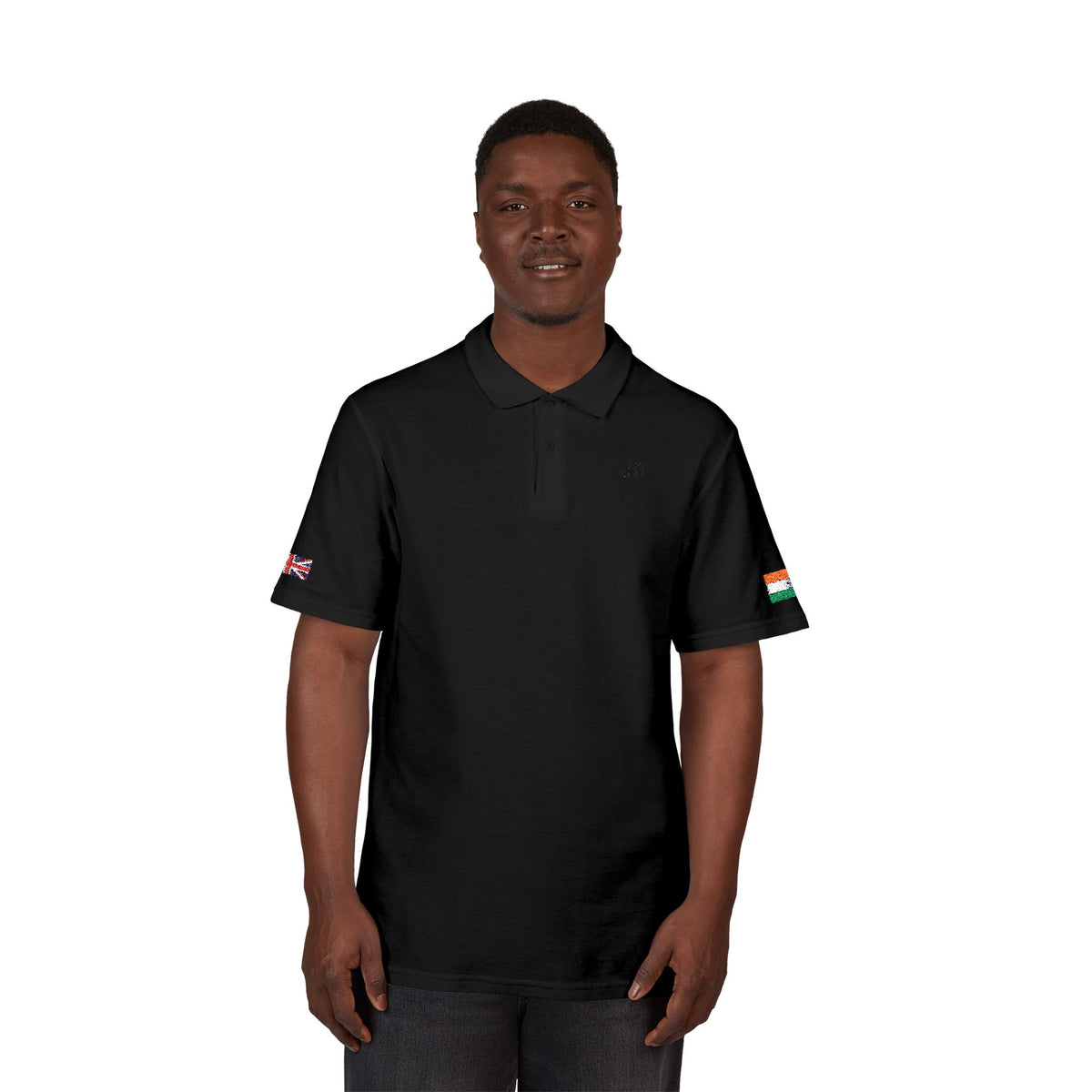 Indian British Embroidered Polo Shirt | India UK Dual Heritage Polo | Personalized Initials | Two Flag Heritage Gift | United Kingdom - Proud & Loyal