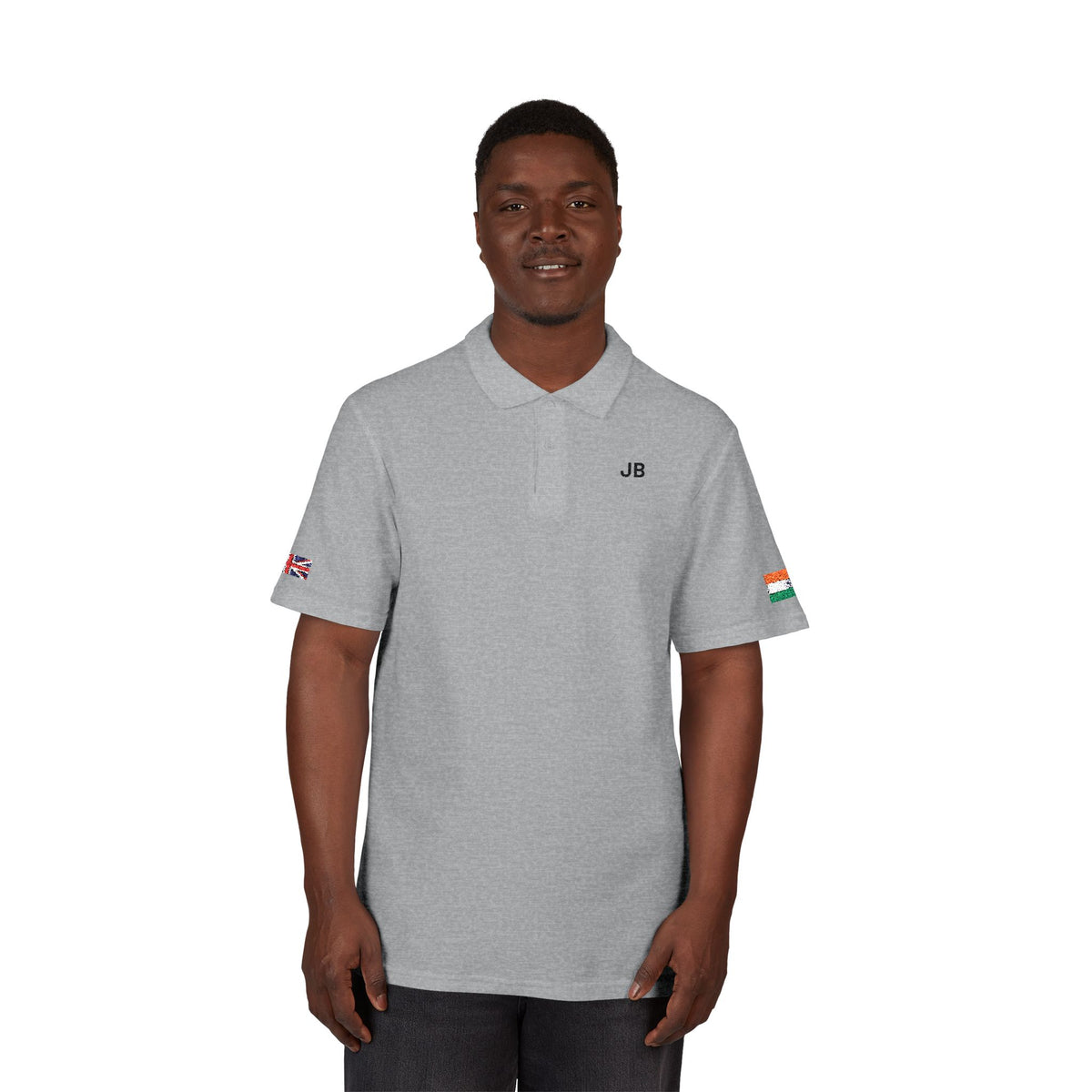 Indian British Embroidered Polo Shirt | India UK Dual Heritage Polo | Personalized Initials | Two Flag Heritage Gift | United Kingdom - Proud & Loyal