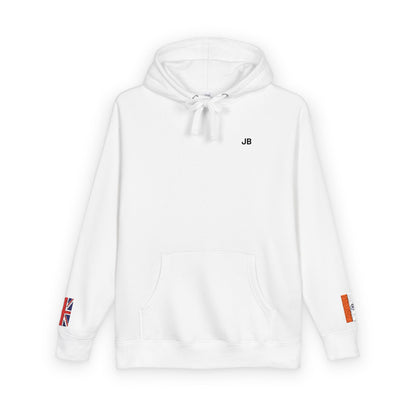 Indian British Flag Fleece Hoodie | India UK Dual Heritage Gift | Personalized Initials | Embroidered Sleeve Flags | United Kingdom & India - Proud & Loyal