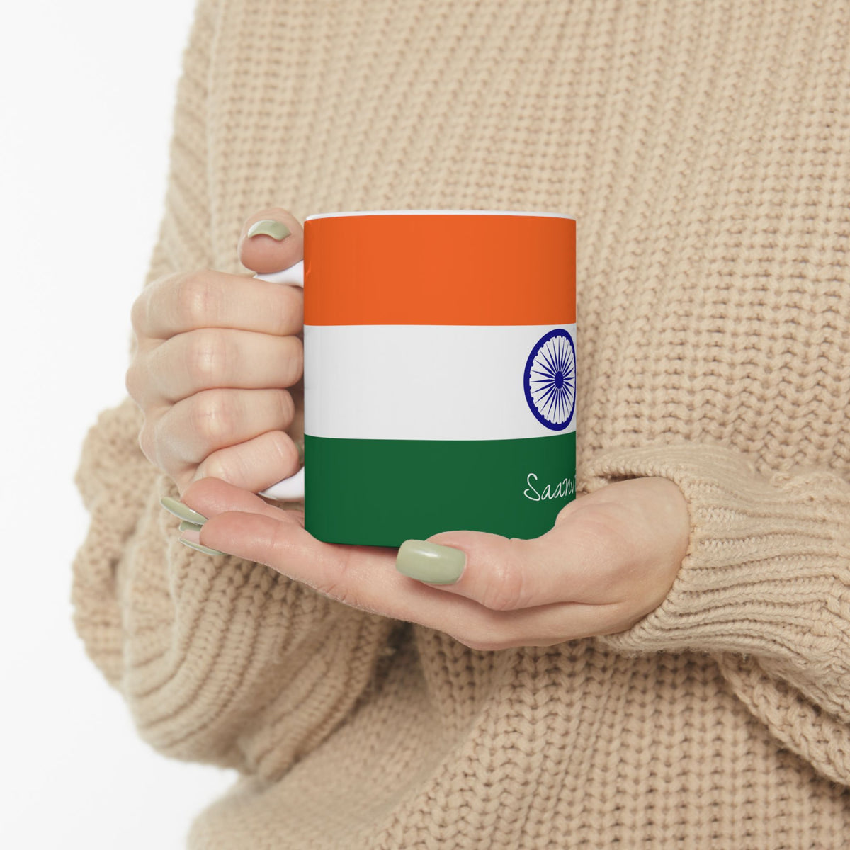 Indian Flag Mug | Tricolor Ceramic Coffee Cup with Ashoka Chakra - Proud & Loyal