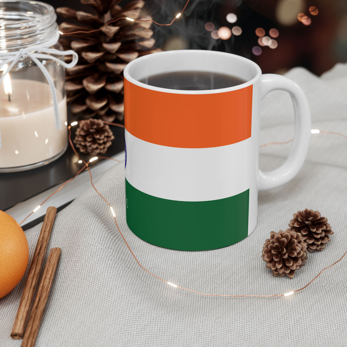 Indian Flag Mug | Tricolor Ceramic Coffee Cup with Ashoka Chakra - Proud & Loyal