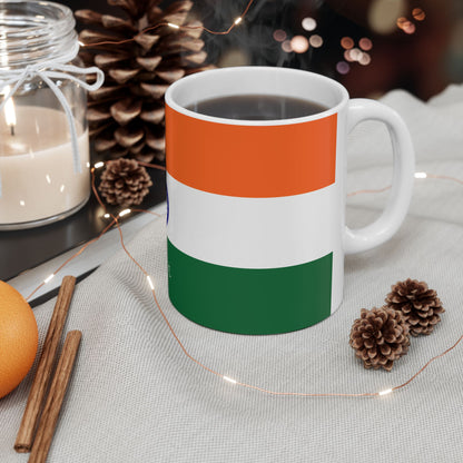 Indian Flag Mug | Tricolor Ceramic Coffee Cup with Ashoka Chakra - Proud & Loyal
