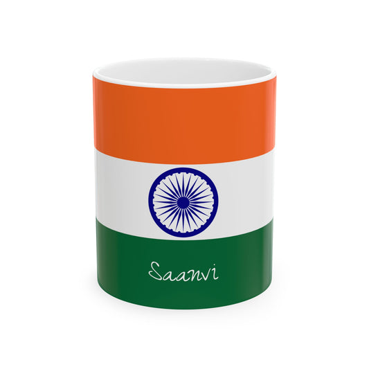 Indian Flag Mug | Tricolor Ceramic Coffee Cup with Ashoka Chakra - Proud & Loyal
