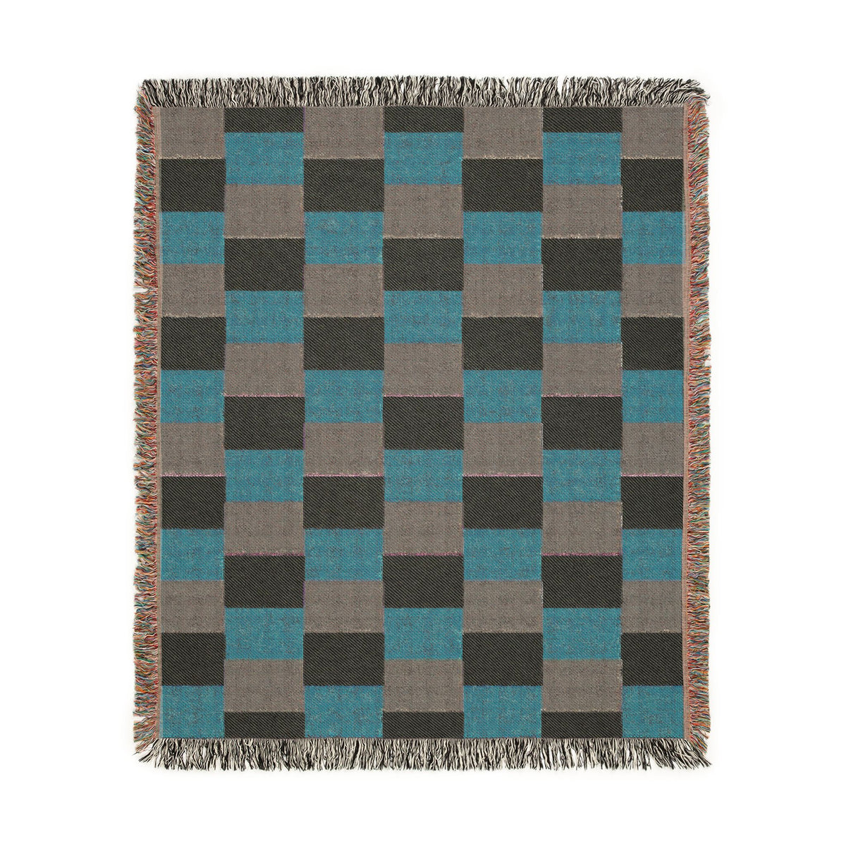 Ireland Flag Checkered Pattern Woven Blanket | Earth Tone Throw, Fringe Edge - Proud & Loyal