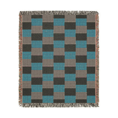 Ireland Flag Checkered Pattern Woven Blanket | Earth Tone Throw, Fringe Edge - Proud & Loyal
