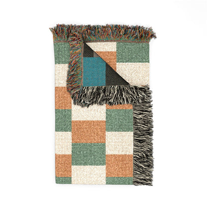 Ireland Flag Checkered Pattern Woven Blanket | Earth Tone Throw, Fringe Edge - Proud & Loyal