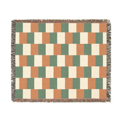 Ireland Flag Checkered Pattern Woven Blanket | Earth Tone Throw, Fringe Edge - Proud & Loyal