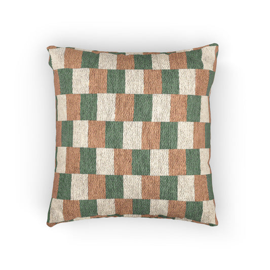 Ireland Flag Rust Green Beige Checkerboard Woven Pillow | Irish Geometric Throw Pillow - Proud & Loyal