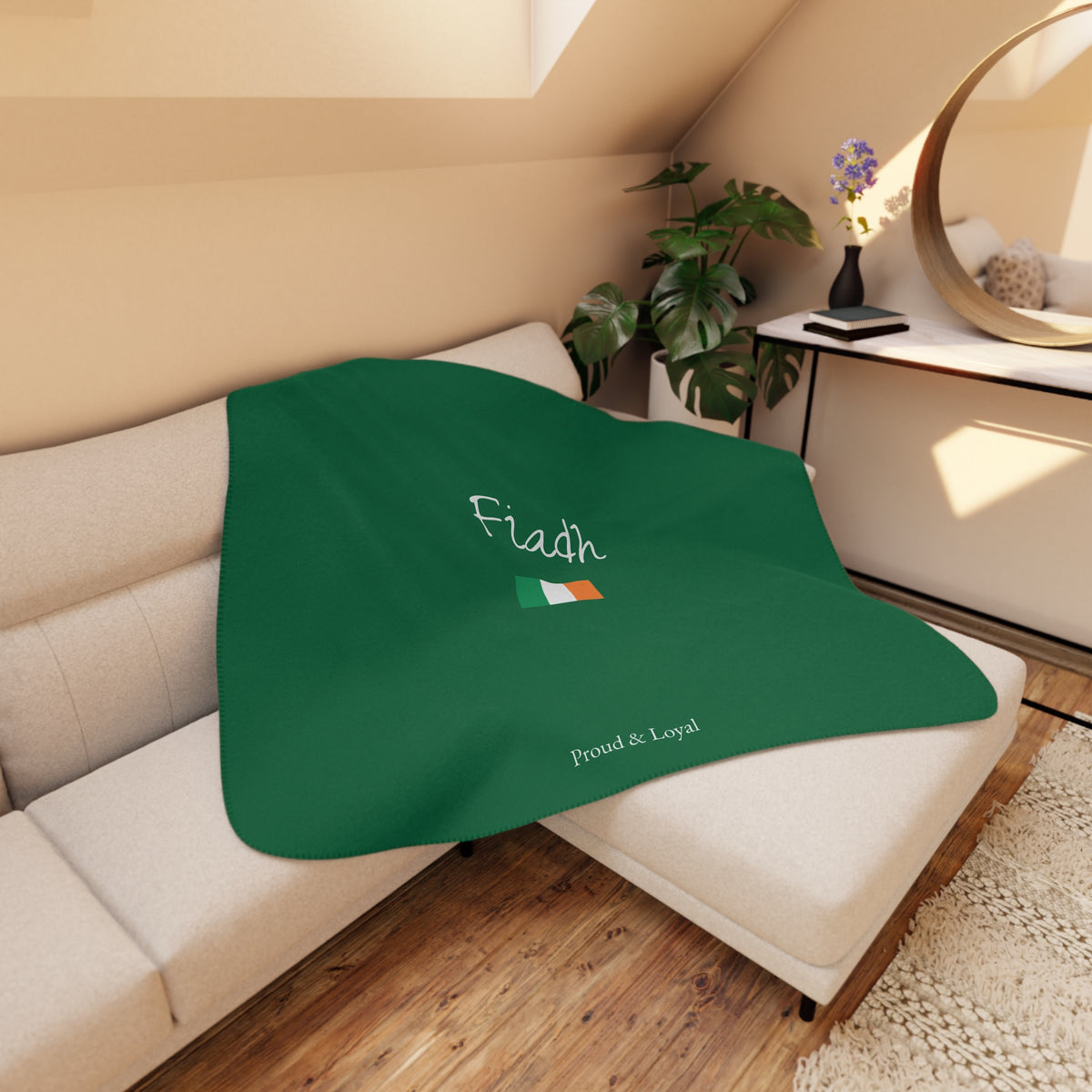 Ireland Irish Custom Name Sherpa Blanket, Personalized Name Cozy Fleece Throw, Minimalist Ireland USA Flag Heritage Blanket, Holiday Gift - Proud & Loyal