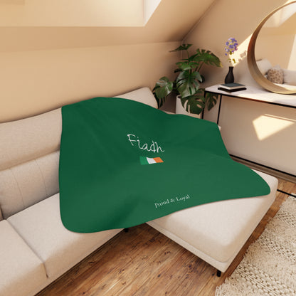 Ireland Irish Custom Name Sherpa Blanket, Personalized Name Cozy Fleece Throw, Minimalist Ireland USA Flag Heritage Blanket, Holiday Gift - Proud & Loyal