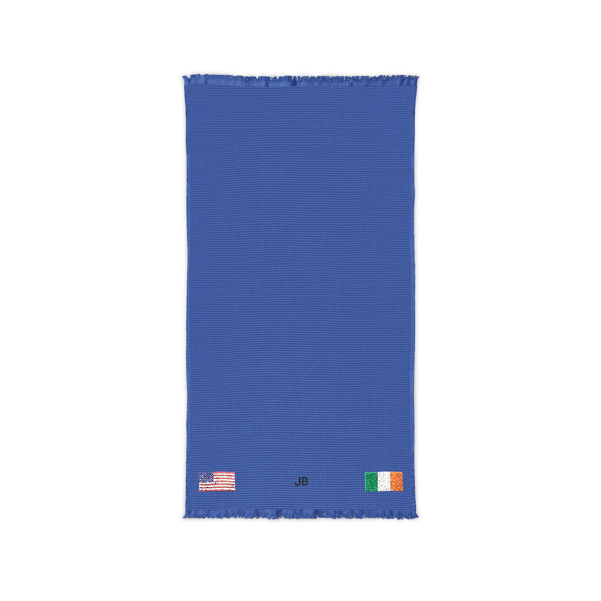 Irish American Embroidered Waffle Cotton Throw, Lightweight Cozy Blanket | Ireland USA Neutral Home Accent - Proud & Loyal