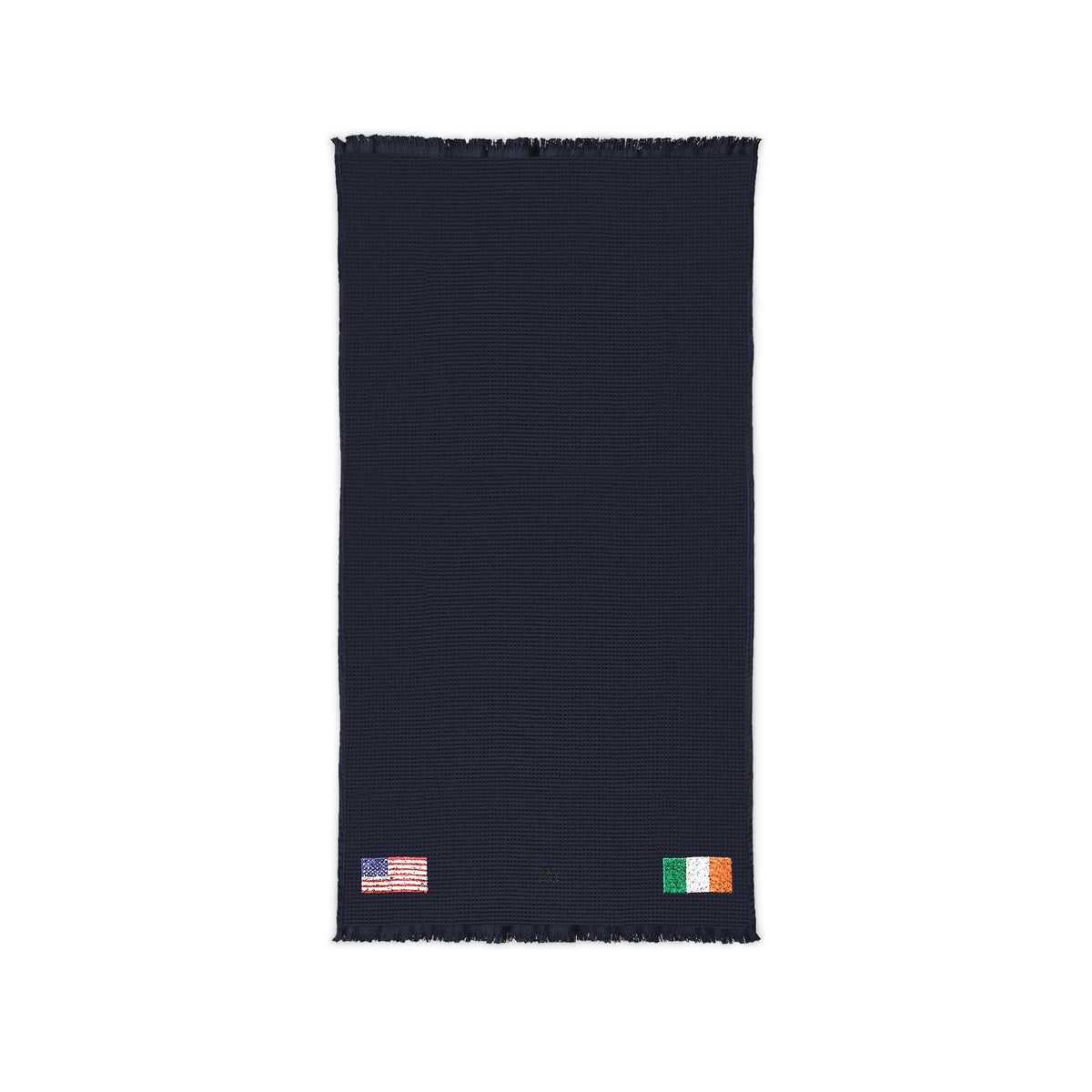 Irish American Embroidered Waffle Cotton Throw, Lightweight Cozy Blanket | Ireland USA Neutral Home Accent - Proud & Loyal