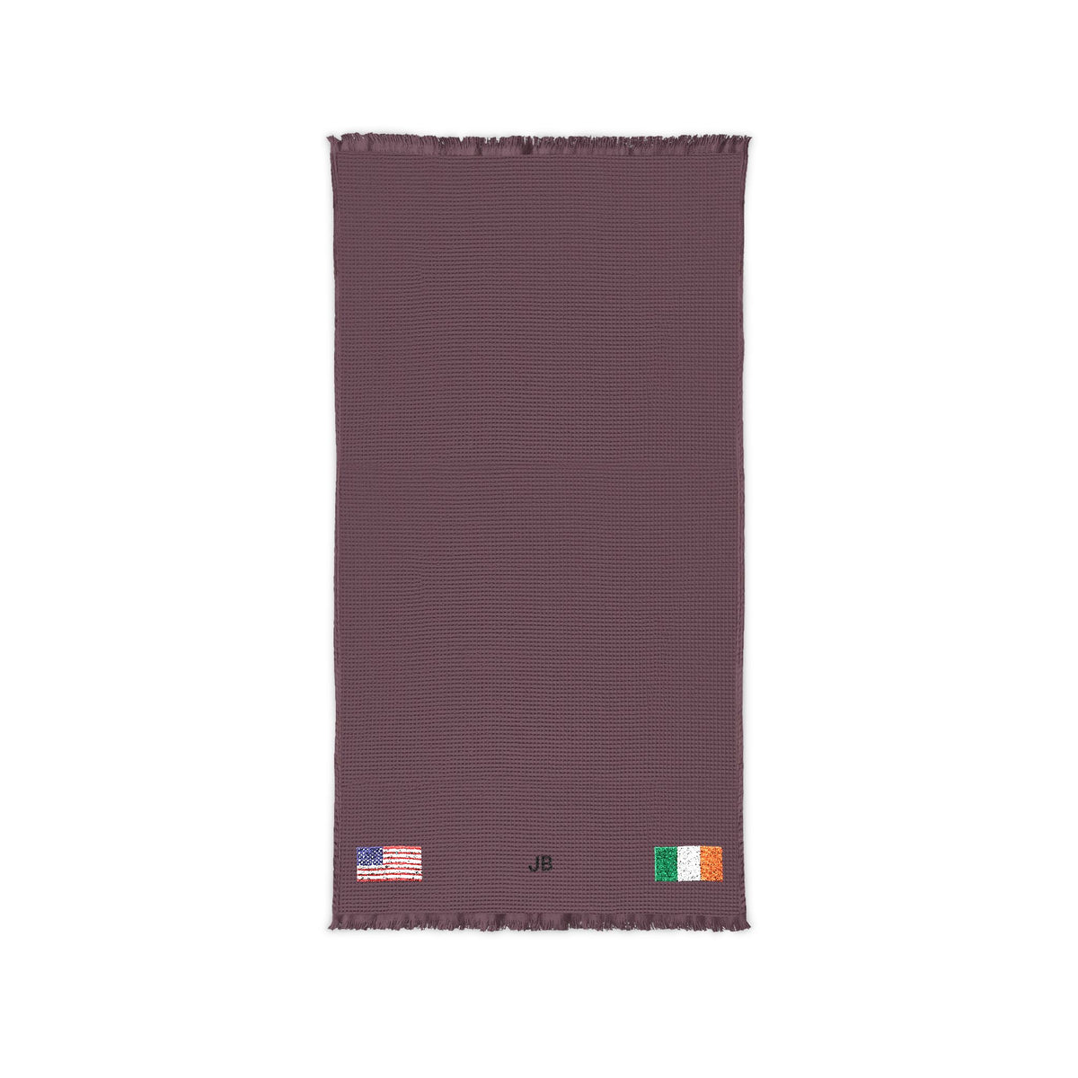 Irish American Embroidered Waffle Cotton Throw, Lightweight Cozy Blanket | Ireland USA Neutral Home Accent - Proud & Loyal