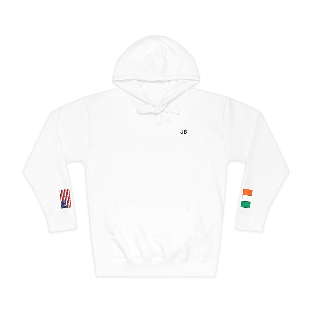 Irish American Flag Fleece Hoodie | Ireland USA Dual Heritage Naturalization Gift | Personalized Initials | Embroidered Sleeve Flags - Proud & Loyal