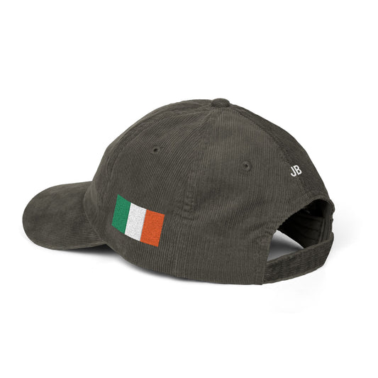 Irish American Flag Hat Personalized Initials | Dual Heritage Cap, New American Citizenship Naturalization Gift, Ireland USA Corduroy - Proud & Loyal