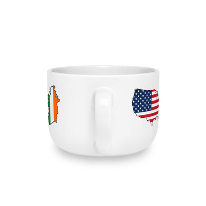 Irish American Personalized Mug, Ireland Eire USA Dual Heritage Travel Gift, Custom Initials, 25 oz Oversized Latte Mug - Proud & Loyal