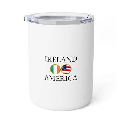 Irish American Personalized Name Insulated Coffee Mug, Custom Travel Tumbler, Ireland USA Dual Heritage Naturalization Citizen Gift - Proud & Loyal