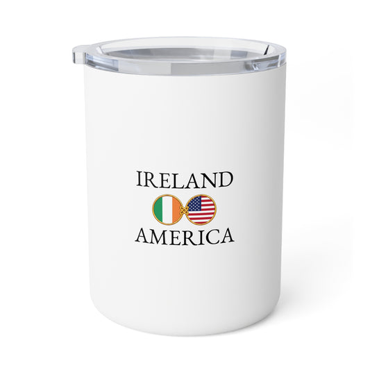 Irish American Personalized Name Insulated Coffee Mug, Custom Travel Tumbler, Ireland USA Dual Heritage Naturalization Citizen Gift - Proud & Loyal