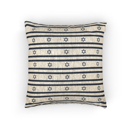 Israel Flag Stripe Woven Pillow | Neutral Boho Throw Cushion - Proud & Loyal
