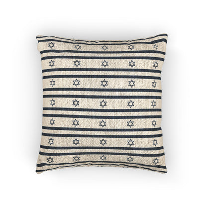 Israel Flag Stripe Woven Pillow | Neutral Boho Throw Cushion - Proud & Loyal