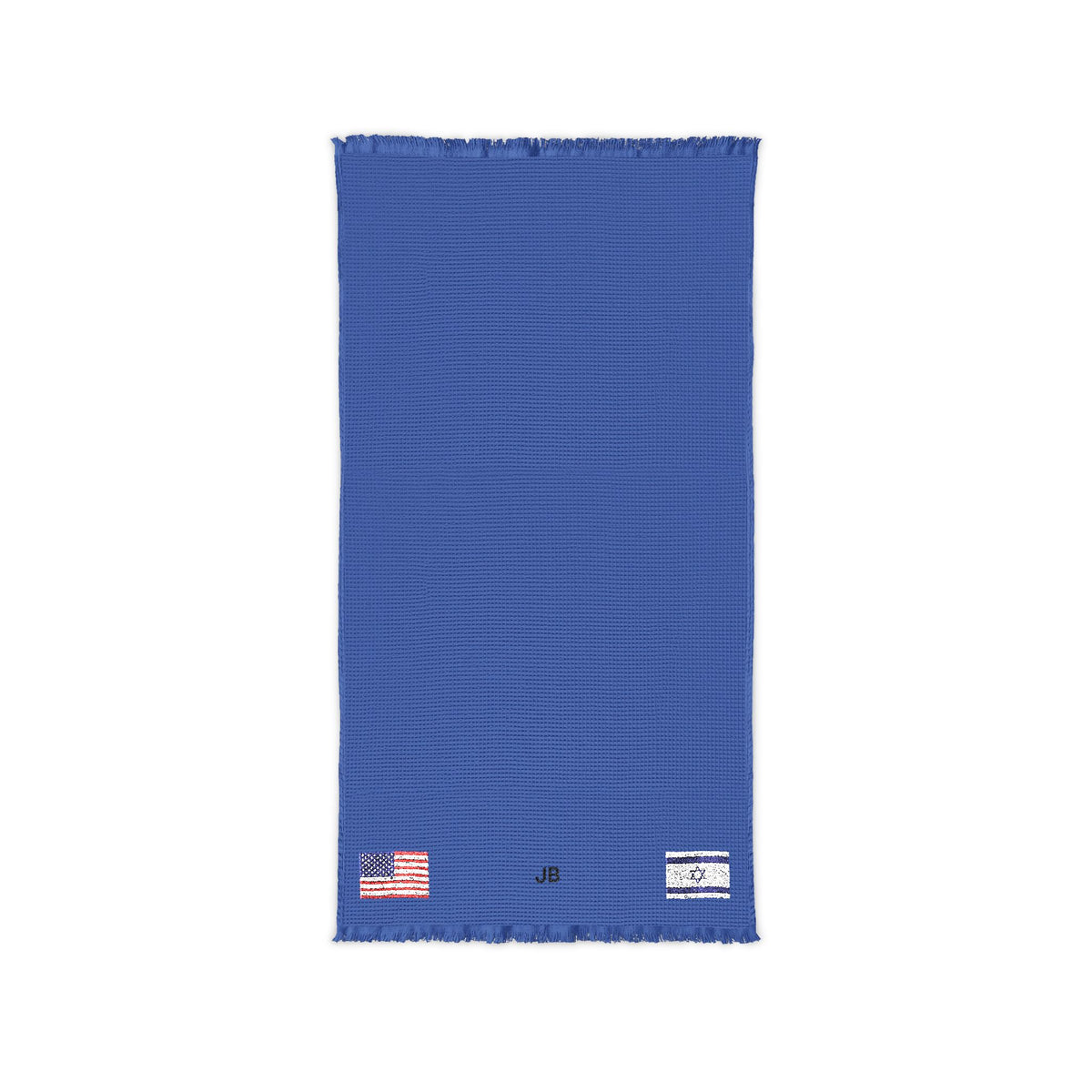 Israeli American Embroidered Waffle Cotton Throw, Lightweight Cozy Blanket | Israel USA Neutral Home Accent - Proud & Loyal