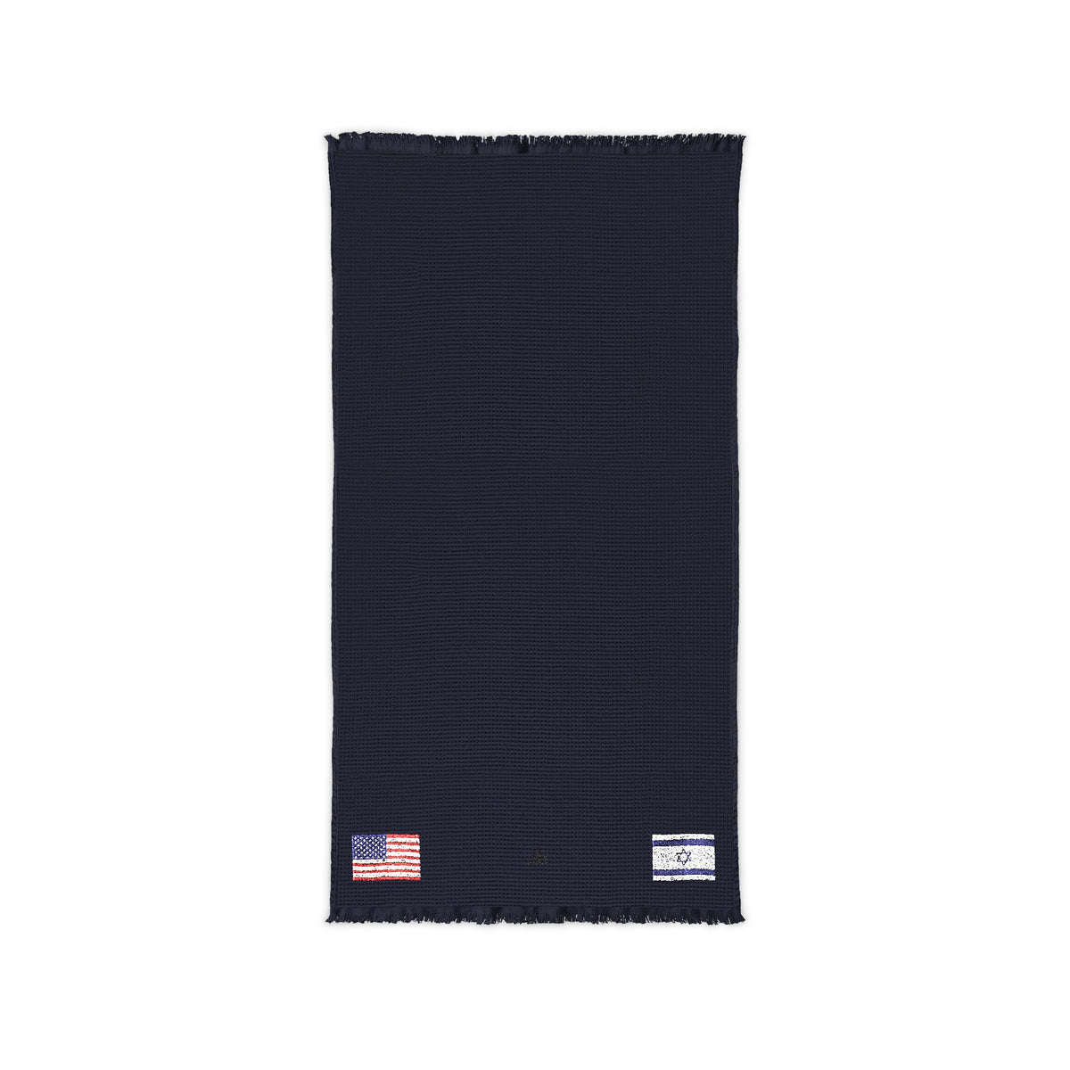 Israeli American Embroidered Waffle Cotton Throw, Lightweight Cozy Blanket | Israel USA Neutral Home Accent - Proud & Loyal