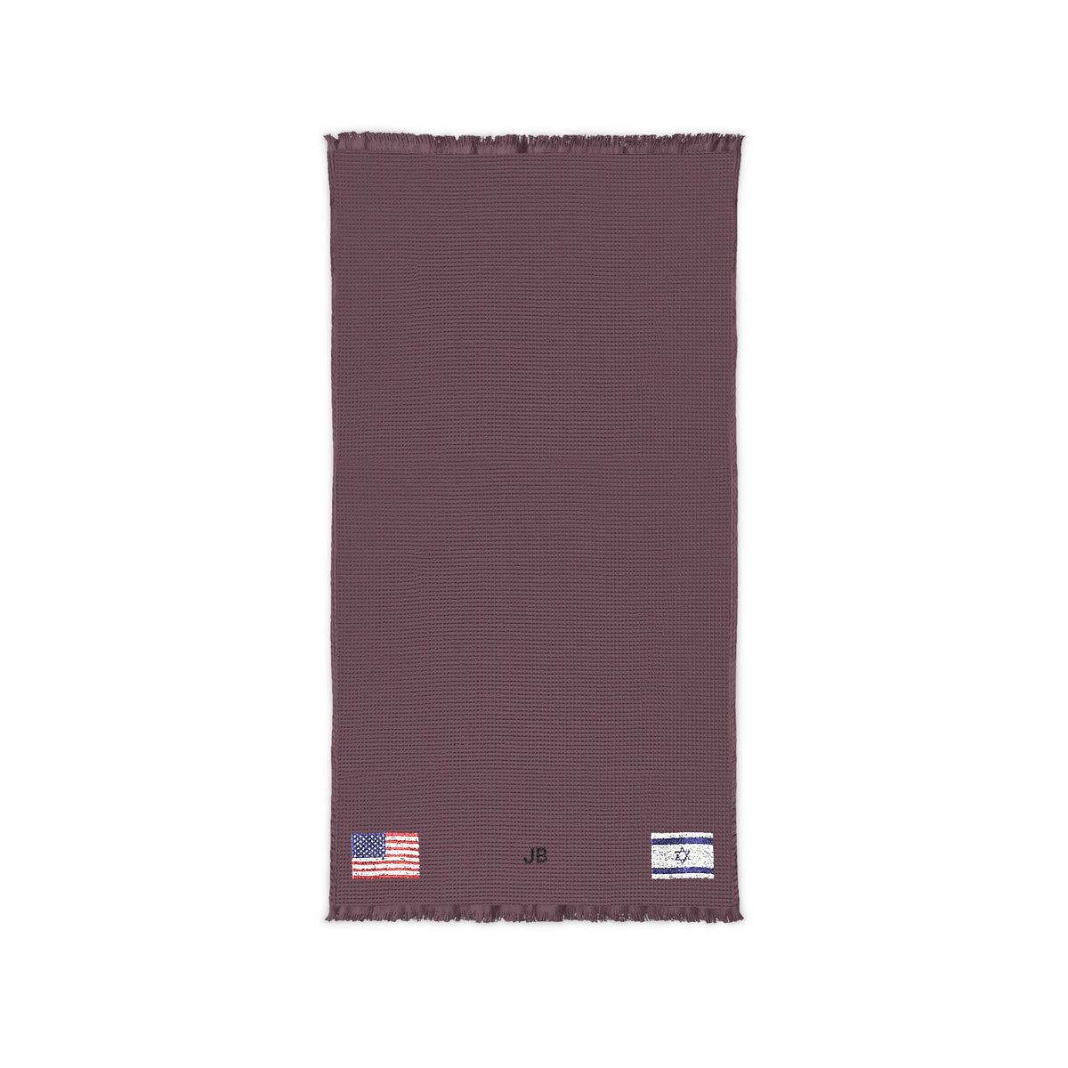 Israeli American Embroidered Waffle Cotton Throw, Lightweight Cozy Blanket | Israel USA Neutral Home Accent - Proud & Loyal