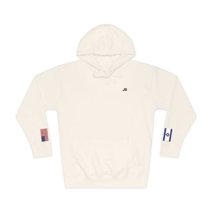 Israeli American Flag Fleece Hoodie | Israel USA Dual Heritage Naturalization Gift | Personalized Initials | Embroidered Sleeve Flags - Proud & Loyal