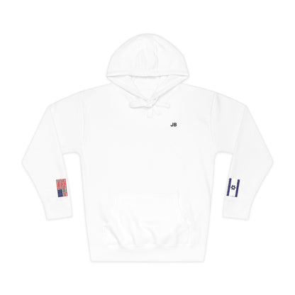 Israeli American Flag Fleece Hoodie | Israel USA Dual Heritage Naturalization Gift | Personalized Initials | Embroidered Sleeve Flags - Proud & Loyal