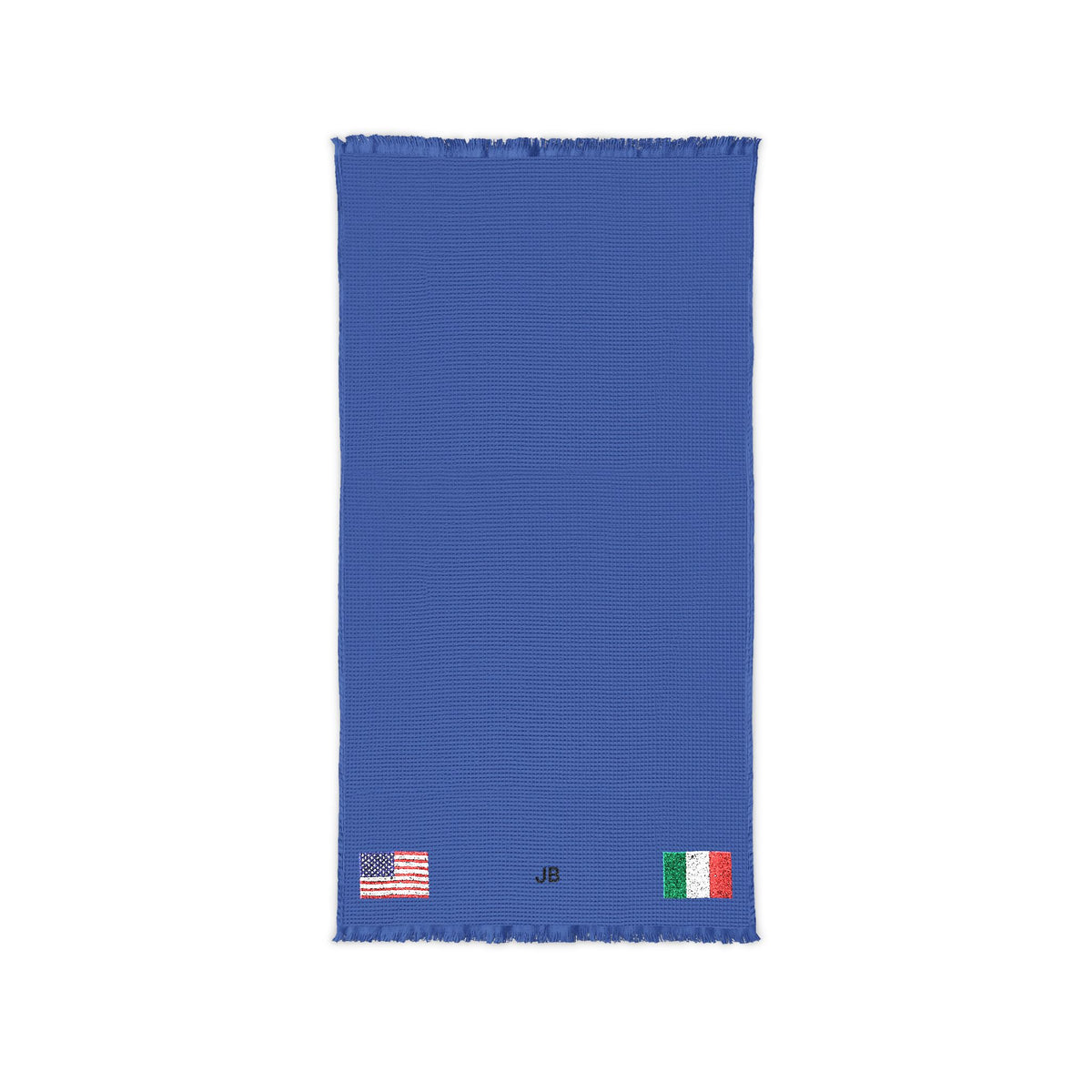 Italian American Embroidered Waffle Cotton Throw, Lightweight Cozy Blanket | Italy USA Neutral Home Accent - Proud & Loyal