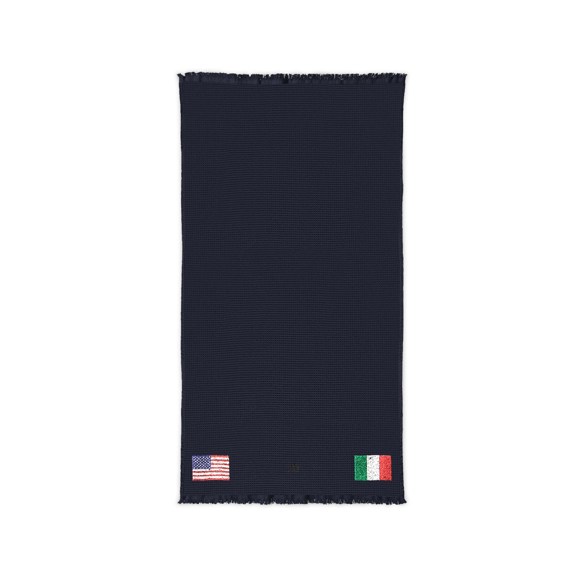 Italian American Embroidered Waffle Cotton Throw, Lightweight Cozy Blanket | Italy USA Neutral Home Accent - Proud & Loyal