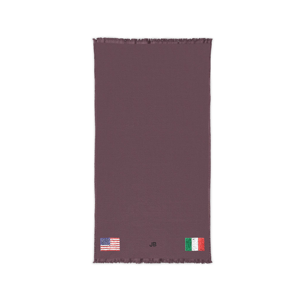 Italian American Embroidered Waffle Cotton Throw, Lightweight Cozy Blanket | Italy USA Neutral Home Accent - Proud & Loyal