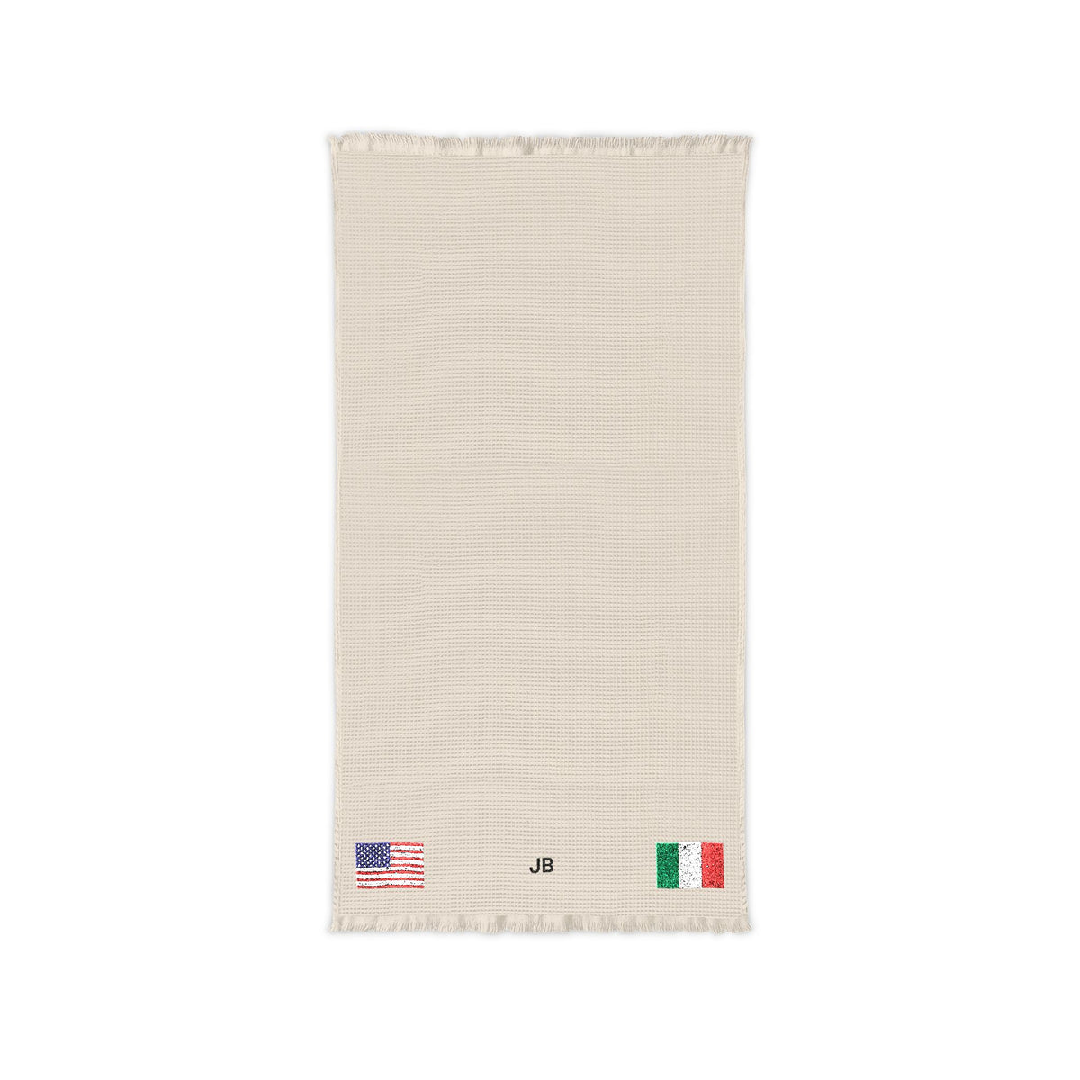 Italian American Embroidered Waffle Cotton Throw, Lightweight Cozy Blanket | Italy USA Neutral Home Accent - Proud & Loyal