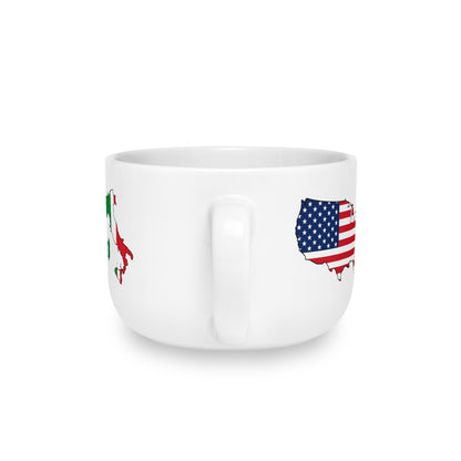 Italian American Personalized Mug, Italy Italia USA Dual Heritage Travel Gift, Custom Initials, 25 oz Oversized Latte Mug Soup Bowl - Proud & Loyal