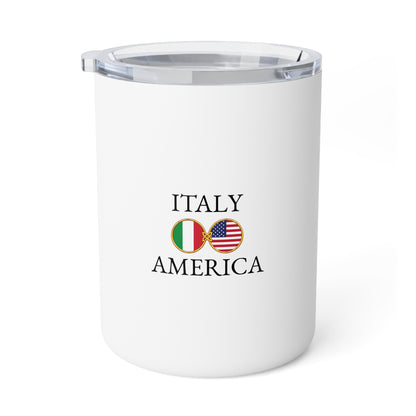 Italian American Personalized Name Insulated Coffee Mug, Custom Travel Tumbler, Italy USA Dual Heritage Naturalization Citizen Gift - Proud & Loyal