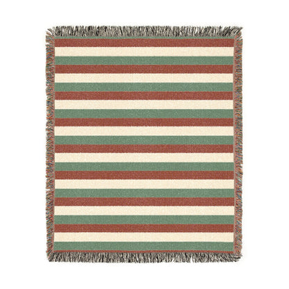 Italy Flag Red Green Cream Striped Woven Blanket | Cozy Fringe Throw - Proud & Loyal
