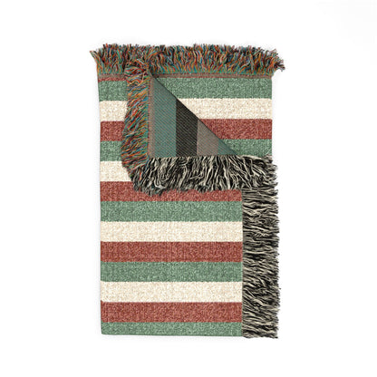 Italy Flag Red Green Cream Striped Woven Blanket | Cozy Fringe Throw - Proud & Loyal