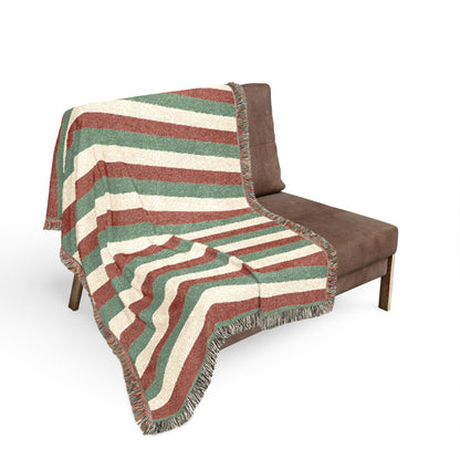 Italy Flag Red Green Cream Striped Woven Blanket | Cozy Fringe Throw - Proud & Loyal